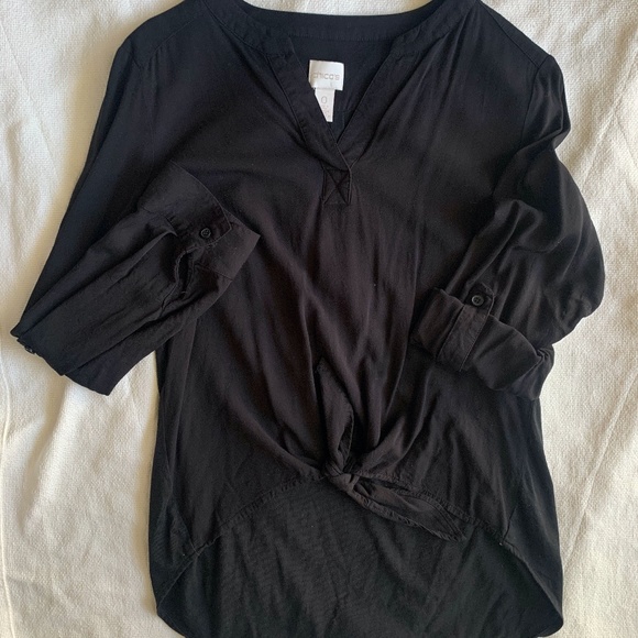 Chico's Tie Front Blouse - Picture 2 of 2